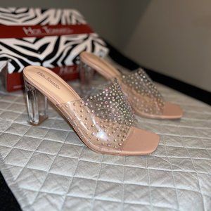 Hot Tomato Clear Sparkly Vinyl Heels